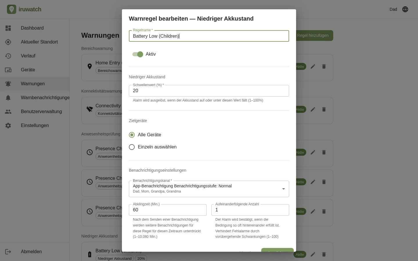 Illustration einer Batterie mit niedrigem Ladestand und Warnsymbol
