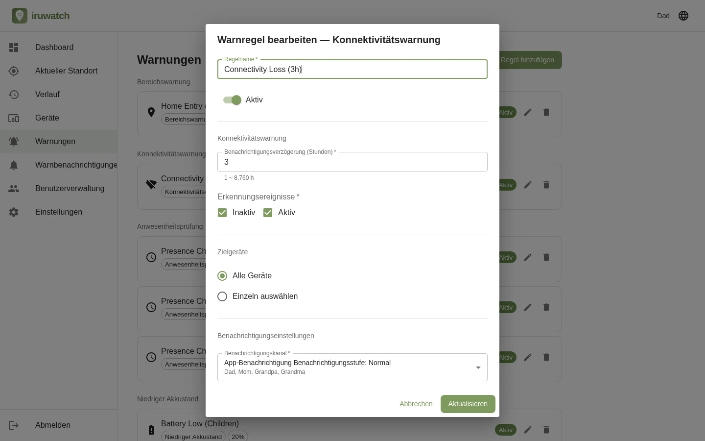 Illustration eines durchgestrichenen Signal-Symbols für Verbindungsabbruch